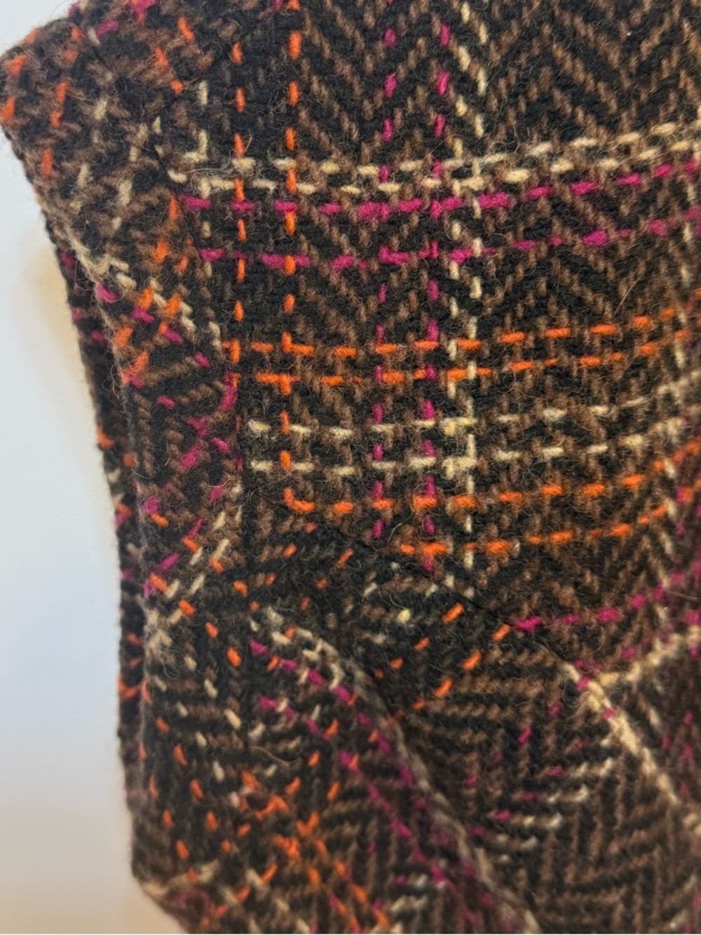 CAbi Tweed Belted Jacket Plaid Wool Blend Statement Collar Structured XS - Picture 5 of 6